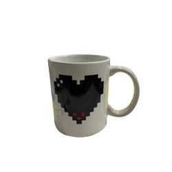 Tazza in ceramica - Cuore nero Pixel