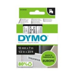 Nastro Dymo 12mmx7m Nero/Bianco
