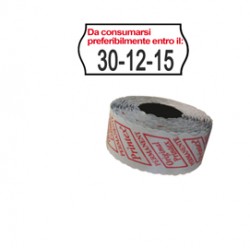 Pack 10 rotoli 1000 etich. 26x12mm onda \'da consumarsi...\' Bianco perm. Printex