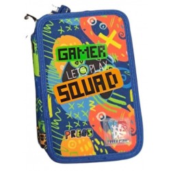 Astuccio 3 zip Gamer Let's Play Squad Colore Blu