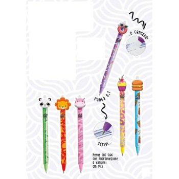 Penna cancellabile clic clac con topper inchiostro Rosso...