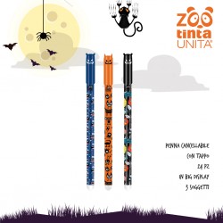 Penna cancellabile con tappo inchiostro blu Tinta Unita Zoo Halloween