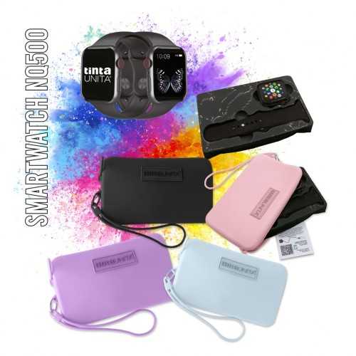 SmartWatch nero con pochette in silicone con...