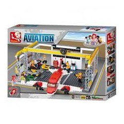 Mattoncini costruzioni Sluban - Aeroporto Aviation Hangar 596pz