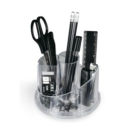 Set scrivania girevole portatutto da ufficio in plexiglass trasparente accessori inclusi Lebez