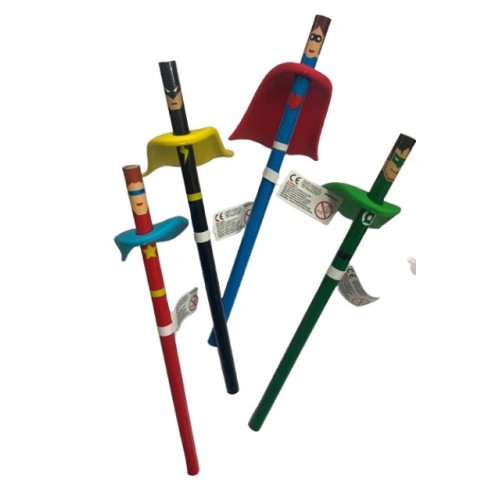 Matita super heroes con topper mantello -...