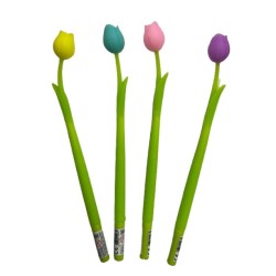 Penna flexi con topper in gomma tulipano - colori assortiti