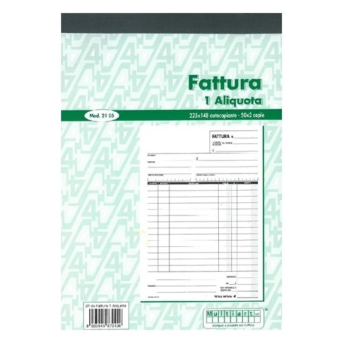Blocco Fatture A5 2 copie 1 Aliquota