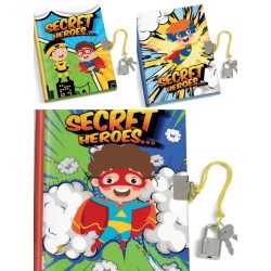 Diario segreto Secret Heroes con lucchetto e chiave