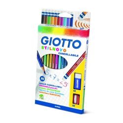 Pastelli Giotto Stilnovo cancellabili con gommino Confezione 10 pastelli + Temperamatite + Gomma