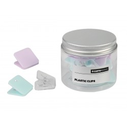Set 8 clip ferma fogli in plastica colori lilla e verde acqua