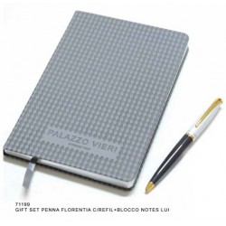 Set regalo scrittura Blocco Notes grigio + Penna fusto bianco e grigio