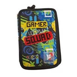 Astuccio 3 zip Gamer Let's Play Squad Colore Nero