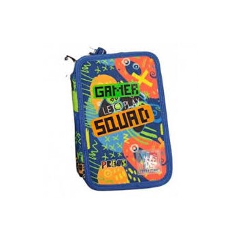 Astuccio 3 zip Gamer Let's Play Squad Colore Blu 2