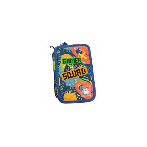 Astuccio 3 zip Gamer Let's Play Squad Colore Blu