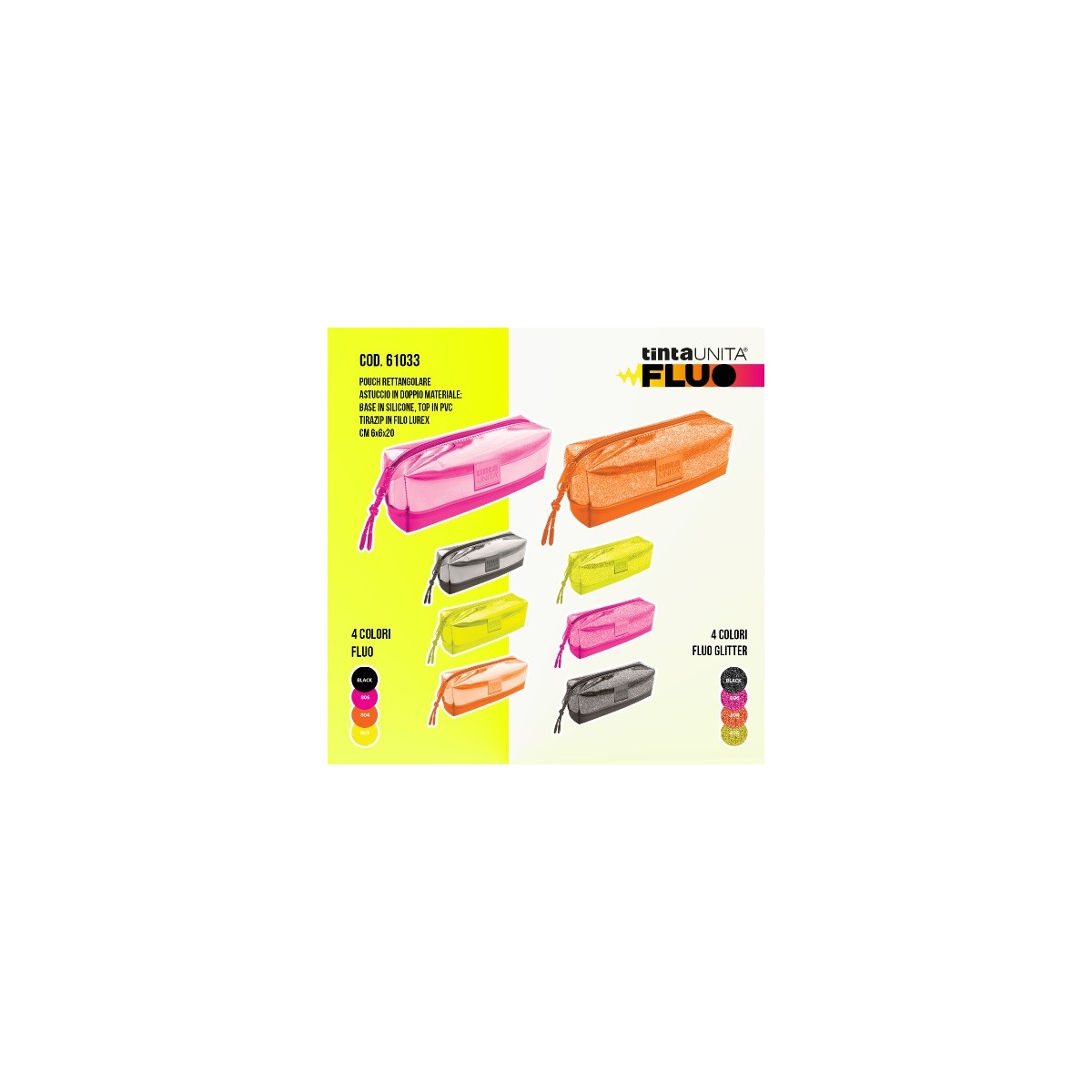Pouch Astuccio Rettangolare In Pvc E Silicone Tinta Unita Luxury Fluo
