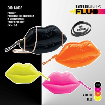 Tracolla pouch lip labbra in pvc con catenella staccabile...
