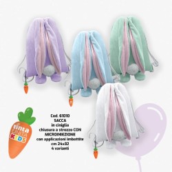 Sacca free in ciniglia coniglietto orecchie,coda e zampette 3D Tinta Unita Bunny Collection