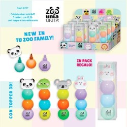 Evidenziatori Mini Ball 3in1 Tinta Unita Zoo
