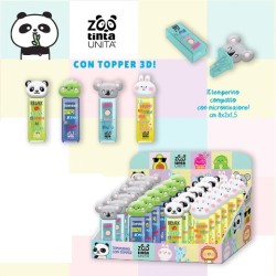 Temperamatite 1 foro con contenitore e topper 3D Tinta Unita Zoo