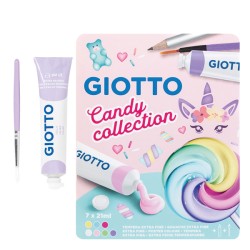 Tempere a tubetto da 21ml Giotto Candy Collection confezione da 7 pezzi + matita + pennello