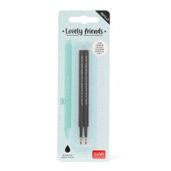 Set 2 Refill per penna gel Lovely Friends inchiostro nero Legami