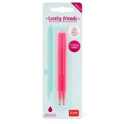 Set 2 Refill per penna gel Lovely Friends inchiostro rosa neon Legami