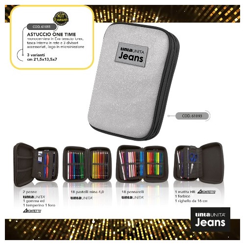 Astuccio One Time Lurex argento glitter 1 Zip...