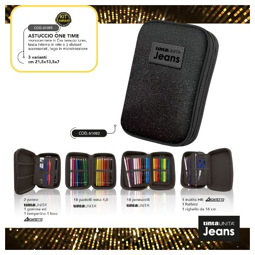 Astuccio One Time Lurex nero glitter 1 Zip...