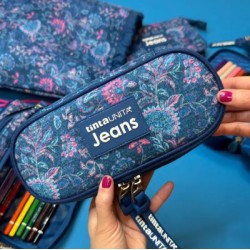 Astuccio Oval Flowers Tinta Unita Jeans