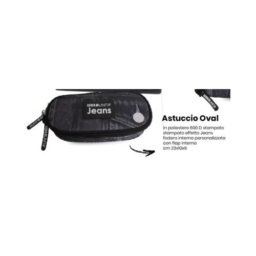 Astuccio Oval Nero Tinta Unita Jeans