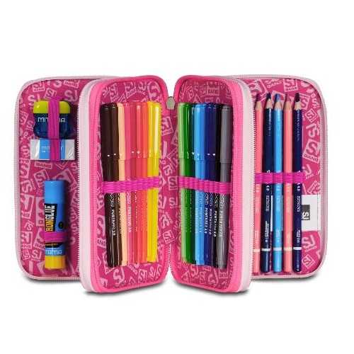 Astuccio 3 zip SJ Girl PinkHugs Alce