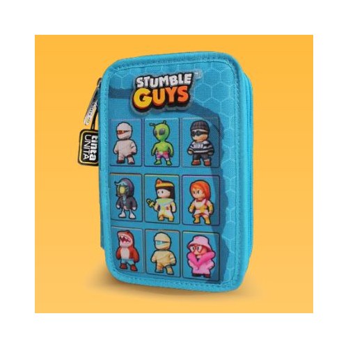 Astuccio Triplo All Blue Stumble Guys Tinta Unita