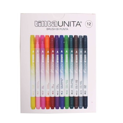Pennarelli Brush Bi Punta da 12 Tinta Unita