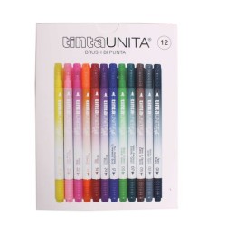 Pennarelli Brush Bi Punta da 12 Tinta Unita