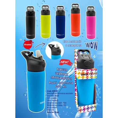Borraccia termica 600ml con beccuccio Tinta Unita