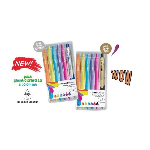 Astuccio 5 penne Tinta Unita colori assortiti +...
