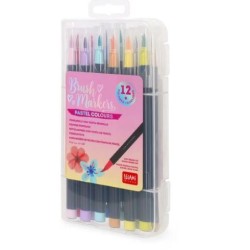 Set di 12 Pennarelli con Punta Pennello Brush Markers Pastello