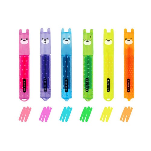 Set 6 Mini Evidenziatori Fluo Teddy's Style Legami