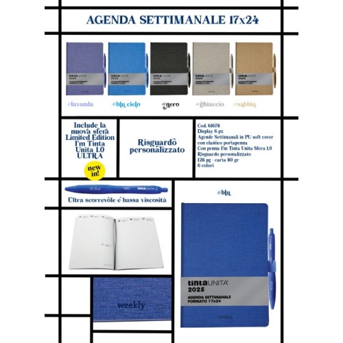 Agenda settimanale 2025 Tinta Unita Weekly con...