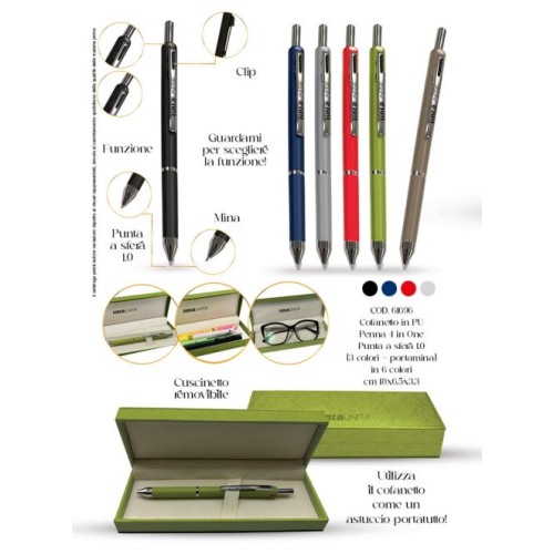 Penna a sfera Tinta Unita Deluxe 4 funzioni