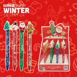 Penne cancellabili Natale modelli assortiti inchiostro blu Tinta Unita