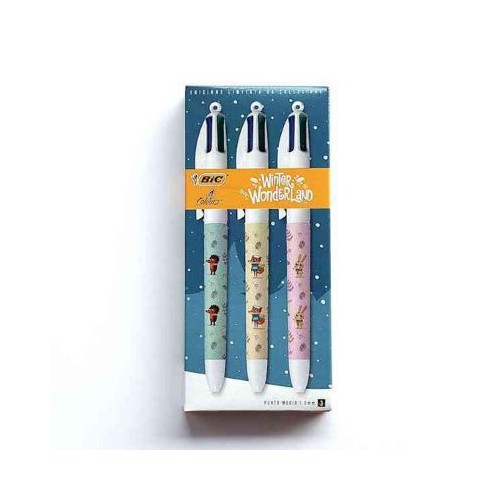 Set 3 Penna Bic 4 Colori Winter Wonderland