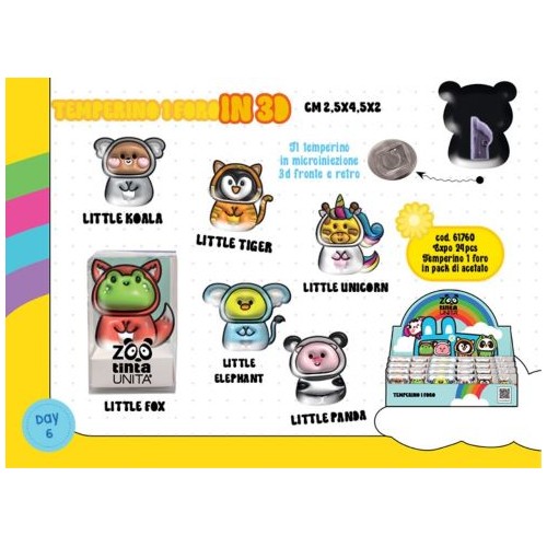 Temperino 1 foro Tinta Unita Zoo