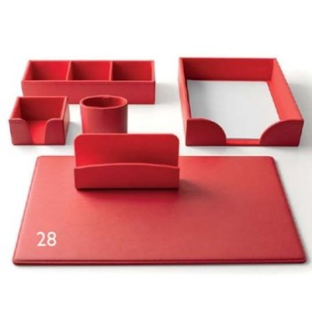 Servizio Scrittoio Box Similpelle 6 pz Rosso