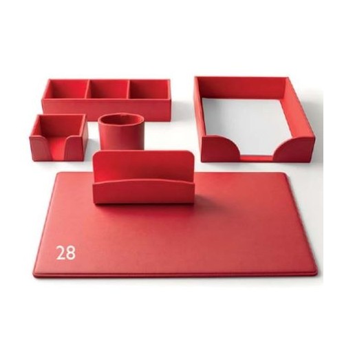 Servizio Scrittoio Box Similpelle 6 pz Rosso