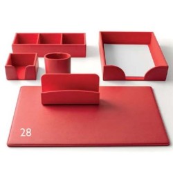 Servizio Scrittoio Box Similpelle 6 pz Rosso