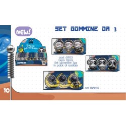 Set 3 gomme Tinta Unita Adventure Space