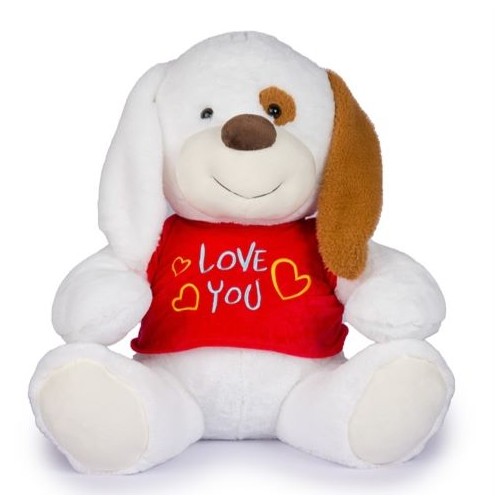 Peluche Cane seduto con T-shirt rossa Love You...