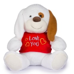 Peluche Cane seduto con T-shirt rossa Love You 55cm